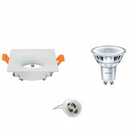 LED Spot Set - GU10 Fitting - Inbouw Vierkant - Mat Wit - 85mm - Philips - CorePro 830 36D - 4.6W - Warm Wit 3000K