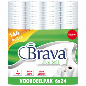 Brava - Ultra Soft Toiletpapier - 144 Rollen - 3 Laags - Ultiem Comfort WC Papier - Superieure Sterkte - Maximale Absorptie & Pluisvrij - Voordeelverpakking WC Papier