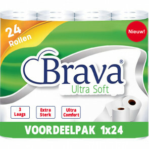 Brava - Ultra Soft Toiletpapier - 24 rollen - 3 Laags - Ultiem Comfort WC Papier - Superieure Sterkte - Maximale Absorptie & Pluisvrij - Voordeelverpakking WC Papier
