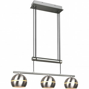 LED Hanglamp - Hangverlichting - Trion Flatina - E14 Fitting - 3-lichts - Rechthoek - Mat Nikkel - Aluminium