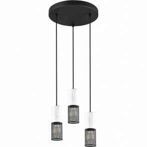 LED Hanglamp - Hangverlichting - Trion Josh - E27 Fitting - 3-lichts - Rond - Zwart Wit - Metaal 1