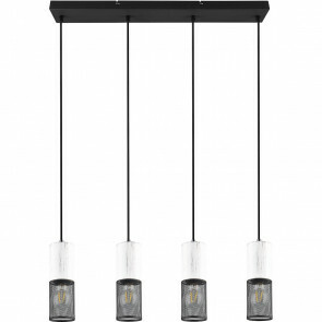 LED Hanglamp - Hangverlichting - Trion Josh - E27 Fitting - 4-lichts - Rond - Zwart Wit - Metaal 1