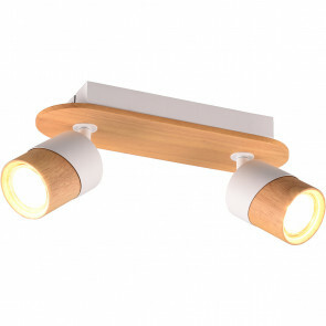 LED Plafondspot - Trion Arnia - GU10 Fitting - 2-lichts - Rond - Hout/Wit - Natuurhout 1