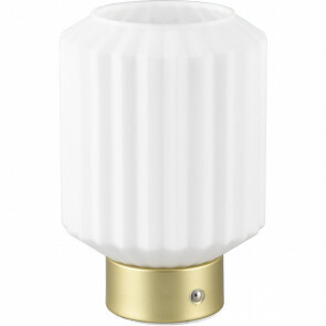 LED Tafellamp - Trion Doli - 1.5W - Warm Wit 3000K - Oplaadbare batterijen - Mat Messing - Metaal - Wit Glas 1