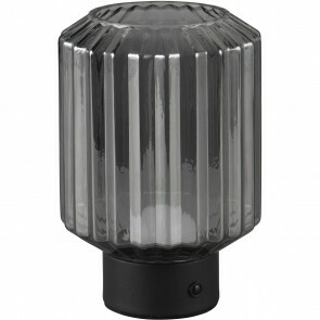 LED Tafellamp - Trion Doli - 1.5W - Warm Wit 3000K - Oplaadbare batterijen - Mat Zwart - Metaal - Rookkleur Glas 1