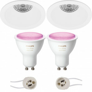 PHILIPS HUE - LED Spot Set GU10 - White and Color Ambiance - Bluetooth - Pragmi Pollon Pro - Inbouw Rond - Mat Wit - Verdiept - Ø82mm
