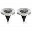 LED Grondspot met Zonne-energie - Set 2 Stuks - Aigi Grido - Inbouw Rond - 0.2W - Waterdicht IP44 - Helder/Koud Wit 6500K - Mat Zilver - RVS