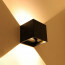 LED Wandlamp met Sensor - Up & Down - 6W - Warm Wit 3000K - Instelbare Stralingshoek - Kubus - Zwart - Voor Buiten en Binnen - Waterdicht IP65