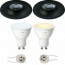 PHILIPS HUE - LED Spot Set GU10 - White Ambiance - Bluetooth - Pragmi Nora Pro - Inbouw Rond - Mat Zwart - Ø82mm