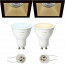 PHILIPS HUE - LED Spot Set GU10 - White Ambiance - Bluetooth - Pragmi Pollon Pro - Inbouw Vierkant - Mat Zwart/Goud - Verdiept - 82mm