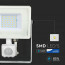SAMSUNG - LED Bouwlamp 30 Watt met sensor - LED Schijnwerper - Viron Dana - Helder/Koud Wit 6400K - Spatwaterdicht IP44 - Mat Wit - Aluminium 7