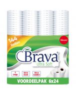 Brava - Ultra Soft Toiletpapier - 144 Rollen - 3 Laags - Ultiem Comfort WC Papier - Superieure Sterkte - Maximale Absorptie & Pluisvrij - Voordeelverpakking WC Papier