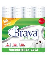 Brava - Ultra Soft Toiletpapier - 96 Rollen - 3 Laags - Ultiem Comfort WC Papier - Superieure Sterkte - Maximale Absorptie & Pluisvrij - Voordeelverpakking WC Papier