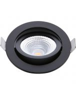 EcoDim - LED Spot - Inbouwspot - ED-10023 - 5W - Waterdicht IP54 - Dimbaar - Dim to Warm - Warm Wit 2000K-3000K - Mat Zwart - Aluminium - Rond - Kantelbaar