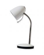 LED Bureaulamp - Aigi Wony - E27 Fitting - Flexibele Arm - Rond - Glans Wit