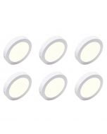 LED Downlight 6 Pack - Opbouw Rond 18W - Natuurlijk Wit 4200K - Mat Wit Aluminium - Ø225mm