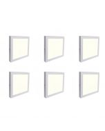 LED Downlight 6 Pack - Opbouw Vierkant 12W - Natuurlijk Wit 4200K - Mat Wit Aluminium - 170mm