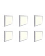 LED Downlight 6 Pack - Opbouw Vierkant 18W - Natuurlijk Wit 4200K - Mat Wit Aluminium - 225mm