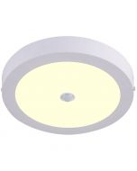 LED Downlight - Facto Dury - PIR Bewegingssensor 360° + Dag en Nacht Sensor - 18W - Warm Wit 2700K - Opbouw - Rond - Mat Wit - OSRAM LEDs