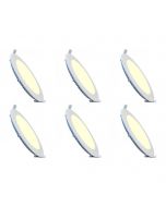 LED Downlight Slim 6 Pack - Inbouw Rond 12W - Warm Wit 2700K - Mat Wit Aluminium - Ø170mm