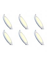 LED Downlight Slim 6 Pack - Inbouw Rond 15W - Warm Wit 2700K - Mat Wit Aluminium - Ø195mm