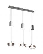 LED Hanglamp - Hangverlichting - Trion Franco - 21.6W - 3-lichts - Warm Wit 3000K - Rond - Mat Nikkel - Aluminium