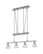 LED Hanglamp - Hangverlichting - Trion Levino - E14 Fitting - Warm Wit 3000K - 4-lichts - Rechthoek - Mat Nikkel - Aluminium