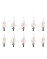 LED Lamp 10 Pack - Kaarslamp - Filament Flame - E14 Fitting - 4W - Natuurlijk Wit 4200K