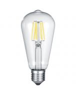 LED Lamp - Filament - Trion Kalon - E27 Fitting - 6W - Warm Wit 3000K - Transparent Helder - Aluminium