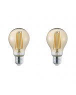 LED Lamp - Trion Lamba - Set 2 Stuks - E27 Fitting - 4W - Warm Wit 3000K - Amber - Glas