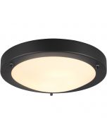 LED Plafondlamp - Badkamerlamp - Trion Condi - Opbouw Rond - Spatwaterdicht IP44 - E27 Fitting - Mat Zwart Aluminium - Ø310mm