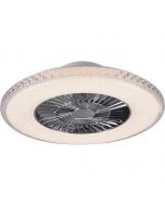 LED Plafondlamp met Ventilator - Plafondventilator - Trion Haron - 40W - Rond - Mat Chroom - Kunststof 