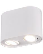 LED Plafondlamp - Plafondverlichting - Trion Cosmin - GU10 Fitting - 2-lichts - Rechthoek - Mat Wit - Aluminium