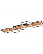 LED Plafondlamp - Plafondverlichting - Trion Harla - 42W - Warm Wit 3000K - Dimbaar - Rechthoek - Mat Zwart - Aluminium