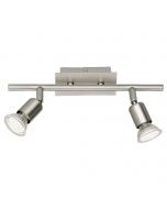 LED Plafondspot - Trion Nimo - GU10 Fitting - 6W - Warm Wit 3000K - 2-lichts - Rechthoek - Mat Nikkel - Aluminium