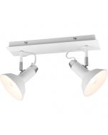 LED Plafondspot - Trion Rollo - E14 Fitting - 2-lichts - Rond - Mat Wit - Aluminium