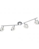 LED Plafondspot - Trion Turon - 16W - Warm Wit 3000K - 4-lichts - Rond - Mat Chroom - Aluminium