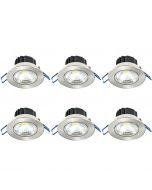 LED Spot 6 Pack - Inbouwspot - Lila - 5W - Helder/Koud Wit 6400K - Rond - Mat Chroom - Aluminium - Kantelbaar - Ø83mm