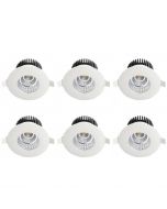 LED Spot 6 Pack - Inbouwspot - Rond 6W - Waterdicht IP65 - Natuurlijk Wit 4200K - Mat Wit Aluminium - Ø90mm