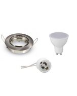 LED Spot Set - GU10 Fitting - Inbouw Rond - Mat Chroom - 4W - Natuurlijk Wit 4200K - Kantelbaar Ø90mm