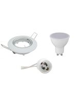 LED Spot Set BSE GU10 Rond Inbouw 6W 6400K Helder/Koud Wit Dimbaar Aluminium Glans Wit Armatuur/Frame Kantelbaar 80mm