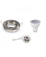 LED Spot Set - GU10 Fitting - Dimbaar - Inbouw Rond - Mat Chroom - 6W - Natuurlijk Wit 4200K - Kantelbaar Ø82mm