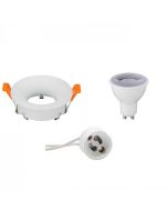 LED Spot Set - GU10 Fitting - Dimbaar - Inbouw Rond - Mat Wit - 6W - Helder/Koud Wit 6400K - Ø85mm