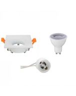 LED Spot Set - GU10 Fitting - Dimbaar - Inbouw Vierkant - Mat Wit - 6W - Natuurlijk Wit 4200K - 85mm