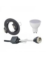 LED Spot Set - GU10 Fitting - Inbouw Rond - Mat Zwart - 6W - Warm Wit 3000K - Kantelbaar Ø83mm