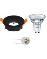 LED Spot Set - GU10 Fitting - Inbouw Rond - Mat Zwart - Ø85mm - Philips - SceneSwitch - Dimbaar