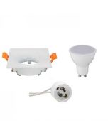 LED Spot Set - GU10 Fitting - Inbouw Vierkant - Mat Wit - 8W - Helder/Koud Wit 6400K - 85mm