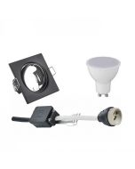 LED Spot Set - GU10 Fitting - Inbouw Vierkant - Mat Zwart - 6W - Warm Wit 3000K - Kantelbaar 80mm