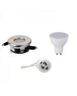 LED Spot Set - GU10 Fitting - Waterdicht IP65 - Inbouw Rond - Mat Chroom - 4W - Helder/Koud Wit 6400K - Ø82mm