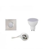 LED Spot Set - GU10 Fitting - Waterdicht IP65 - Inbouw Vierkant - Mat Chroom - 4W - Natuurlijk Wit 4200K - 82mm